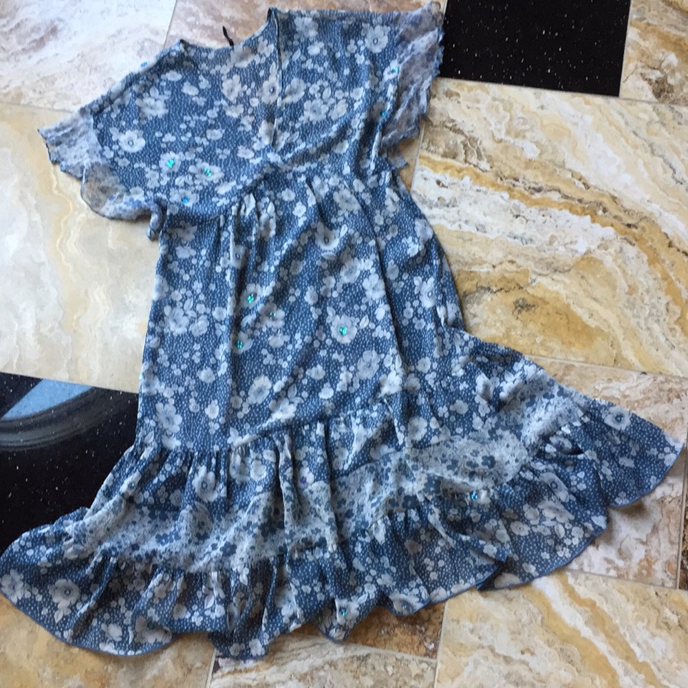 Naf Naf Silky polyester over dress /ruffle sleeves